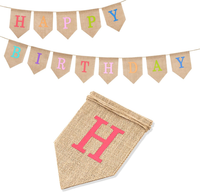 Happy Birthday Leinen Girlande Vintage Hessische Geburtstag Wimpelkette Rustikal