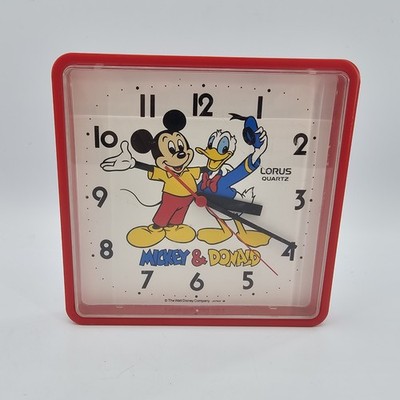 VTG Lorus Quartz Mickey Mouse Wall Clock Red Frame  10  Disney Japan Movement