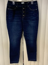 Wonderly Women’s Jeans,High rise Skinny Ankle,Size 16 Short,Button Up, Distress