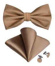 Fashion Solid Champagne Bow Tie for Men Pre-tied Adjustable Bronze Wedding Bo