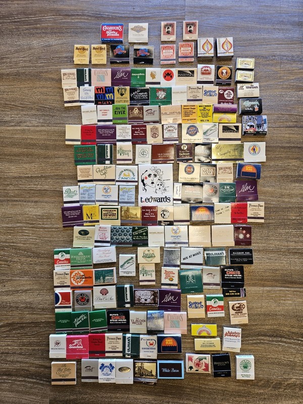 vintage match boxes mix wooden and paper unstruck matches lot of about 158
