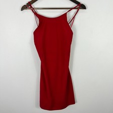 Mango Red Strappy Mini Dress Womens 8 Bodycon Cocktail Party Y2K Coquette