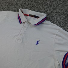 Ralph Lauren Polo Shirt Mens XL White Tailored Fit Performance Golf Pony Preppy