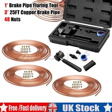 3x 25ft Copper Brake Pipe Hose Line Tube Roll 3/16'' Fittings Flaring Tool Kits