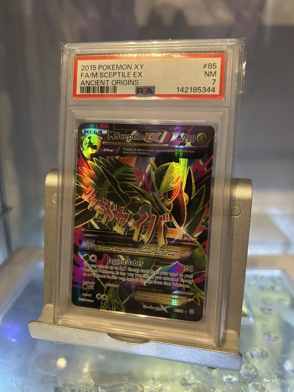 2015 POKEMON XY FA/M SCEPTILE EX ANCIENT ORIGINS PSA 7