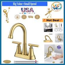Brushed Gold 4-Inch Bathroom Sink Faucet with Pop-Up Drain Stainless Steel