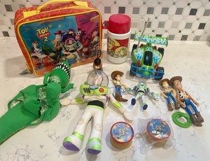 Vintage Disney Toy Story 2 Lunch Box W/ Thermos & Buzz, Woody Toy Lot