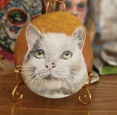 Individuelle handgemalte Tierportraits auf Naturstein Hund Katze Unikat Auftrag