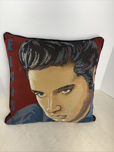 Vintage Elvis Presley Throw Pillow Tapestry Portrait Made In USA 16x16 - Picture 1 of 2