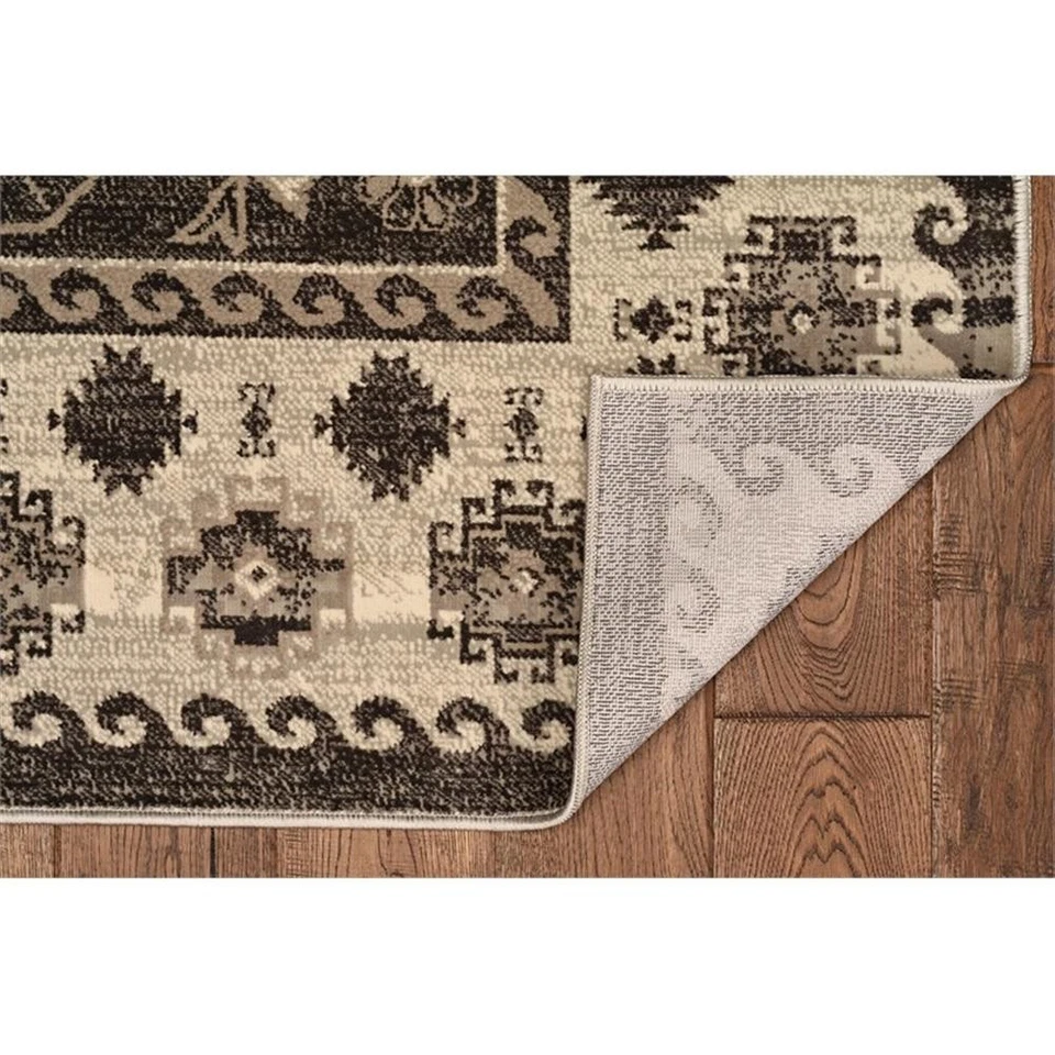 Linon Vintage Buharra Power Loomed Microfiber Polyester 2'x3' Rug in Gray - Image 3 of 4