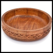 Mango Wood Decorative Round Carved Bowl for Decoration, Centerpiece Bowl for ...