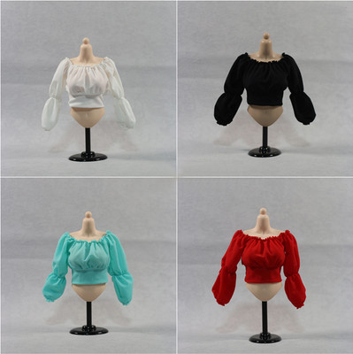 1/6 Scale Female Soldiers Clothes Sexy Ice-cold Puff Sleeve T-shirt 4 Colors