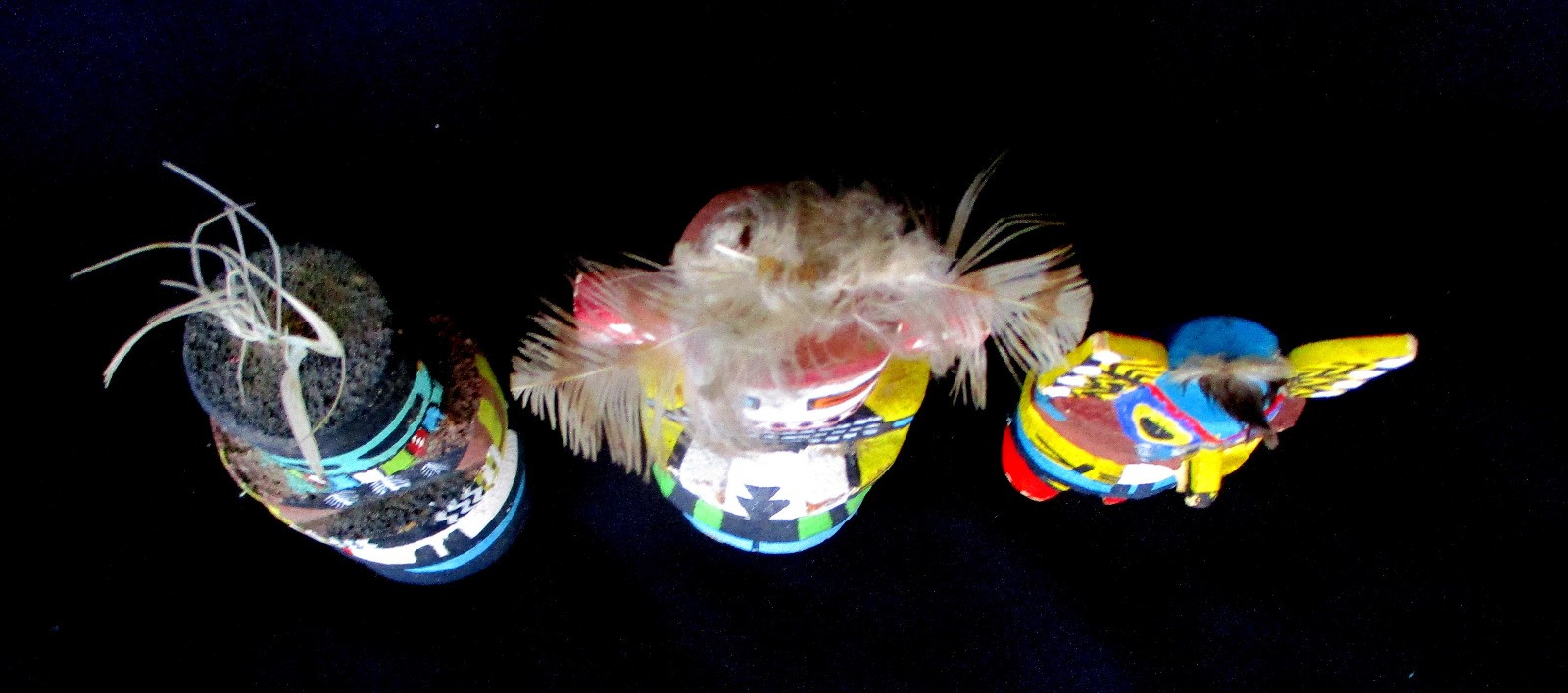 Lot of 3 Vintage 3 1/2"-4" Hopi  Kachina Dolls Cir 1960's (1 From Hopi Villages)