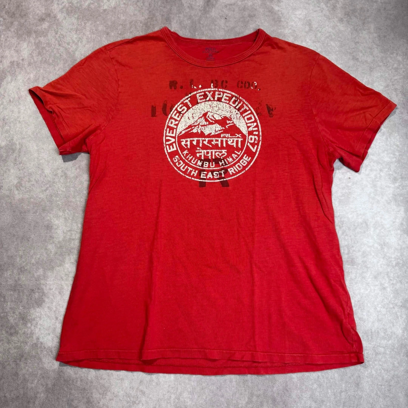 Polo Ralph Lauren Mens XL Red Everest Expedition 67 Summit Team Graphic T-Shirt