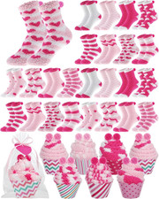 24 Pair Valentines Day Cupcake Socks Bulk Heart Fuzzy Socks for Women Girl Chris