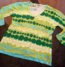 MURRAY'S TOGGERY SHOP NANTUCKET GREEN BLUE WHITE POLKA DOT 3/4 SWEATER SZ M