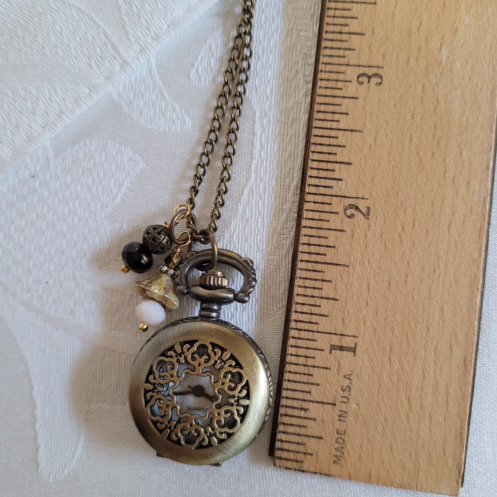 Mini pocket watch necklace, choose colors for beads birthstones