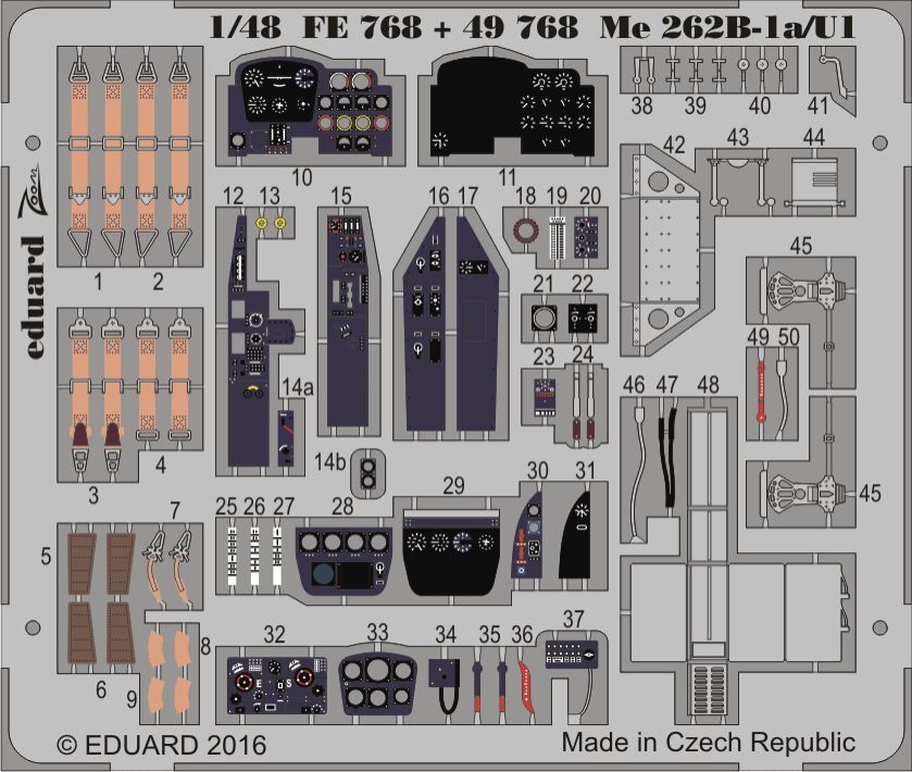 Eduard Accessories Fe768 - 1:48 Me 262B-1A/U1 - Etching Set - New