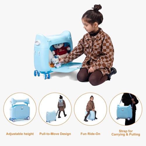 Rosamo Kids Ride-On Suitcase & In-Flight Bed + Backpack Travel Set Blue - NIB - Bild 6 von 7