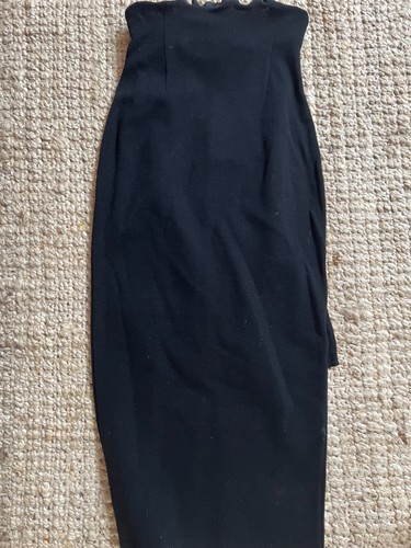 Andrea Jovine Essantials Black Skirt Slit With tie in back Ruffle front Size P - Picture 6 of 13
