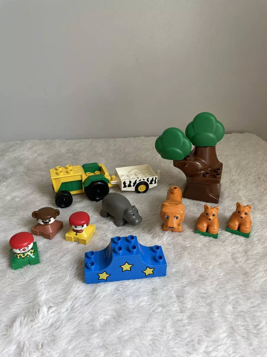 Vintage Lego Duplo Animal Figure LOT Zoo Safari Circus Clown Hippo Lion Tree