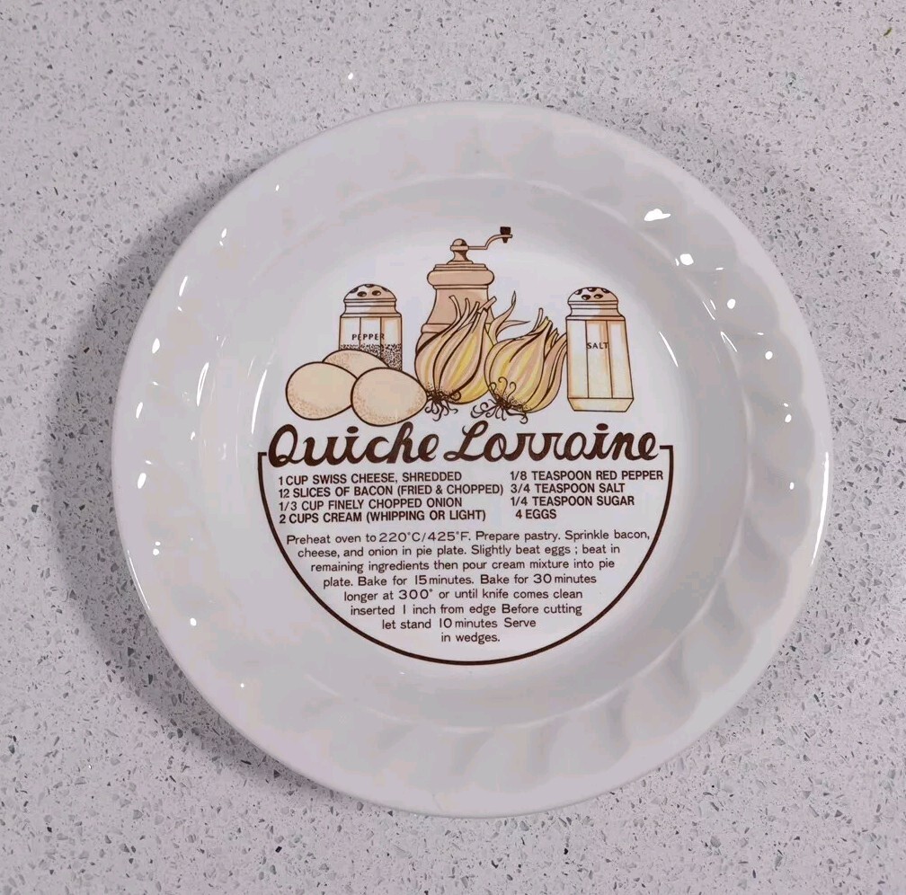 Vintage Baking Dish Plate Quiche Lorraine Recipe Made In Korea 26cm