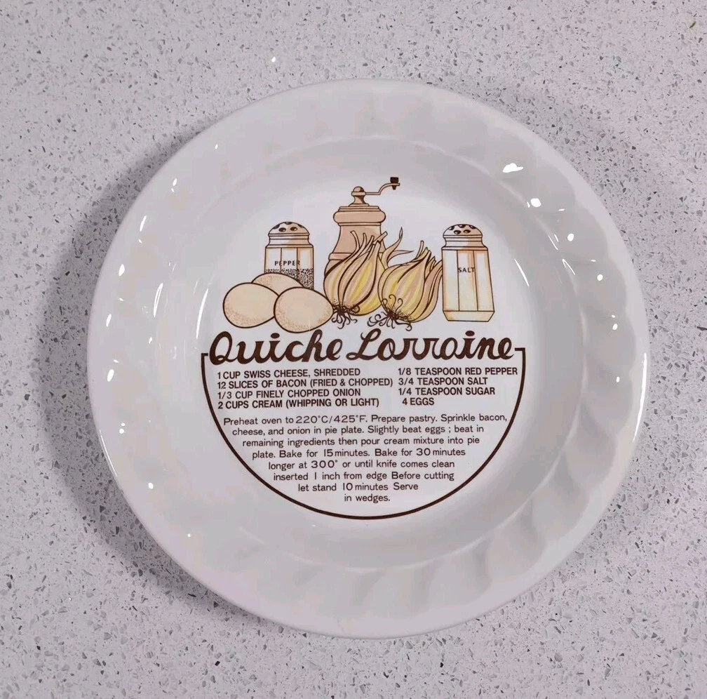 Vintage Baking Dish Plate Quiche Lorraine Recipe Made In Korea 26cm