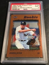 1996 DERK JETER SCORE DUGOUT ARTIST PROOF FOIL ROOKIE #106 PSA  9 YANKEES HOF