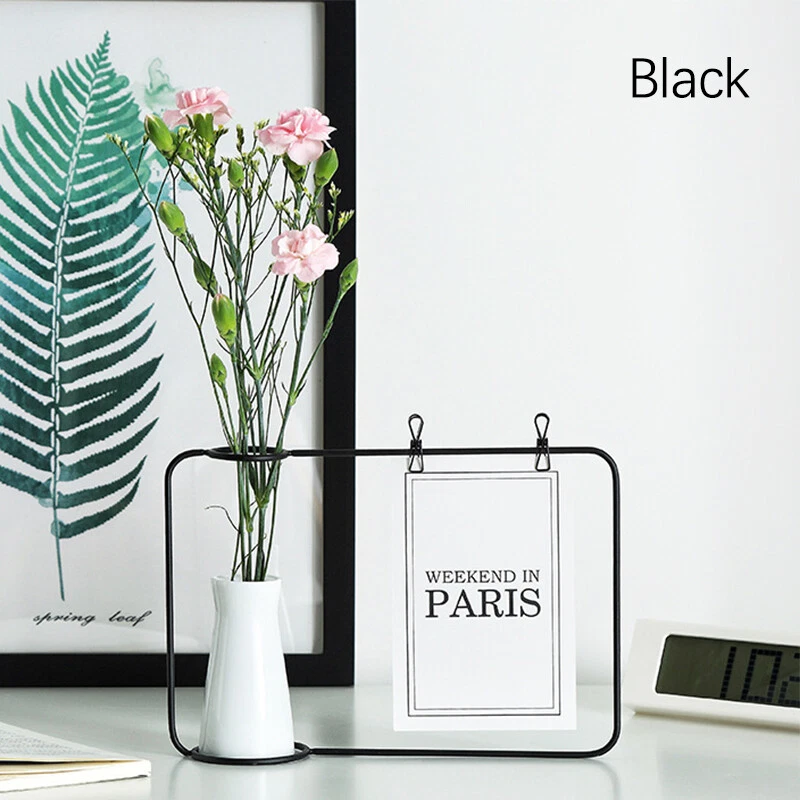 Metall Blumenständer Kunst Fotorahmen Hydroponik Pflanzvase Deko Vase Set - Bild 2 von 4