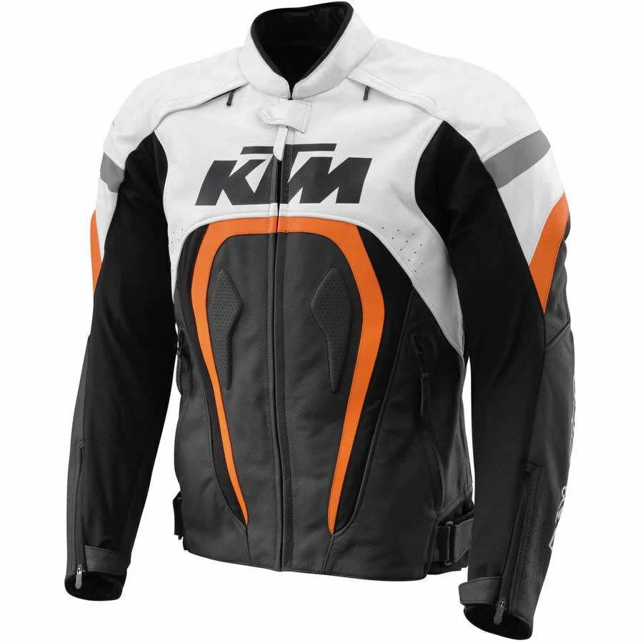 KTM Veste en Cuir de Moto Veste Motard en Cuir Hommes Veste en