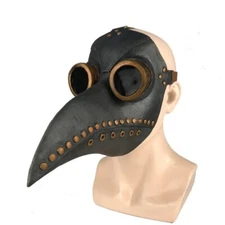 Halloween Black Rubber Plague Doctor Mask Long Nose Bird Beek Steampunk Gas Late