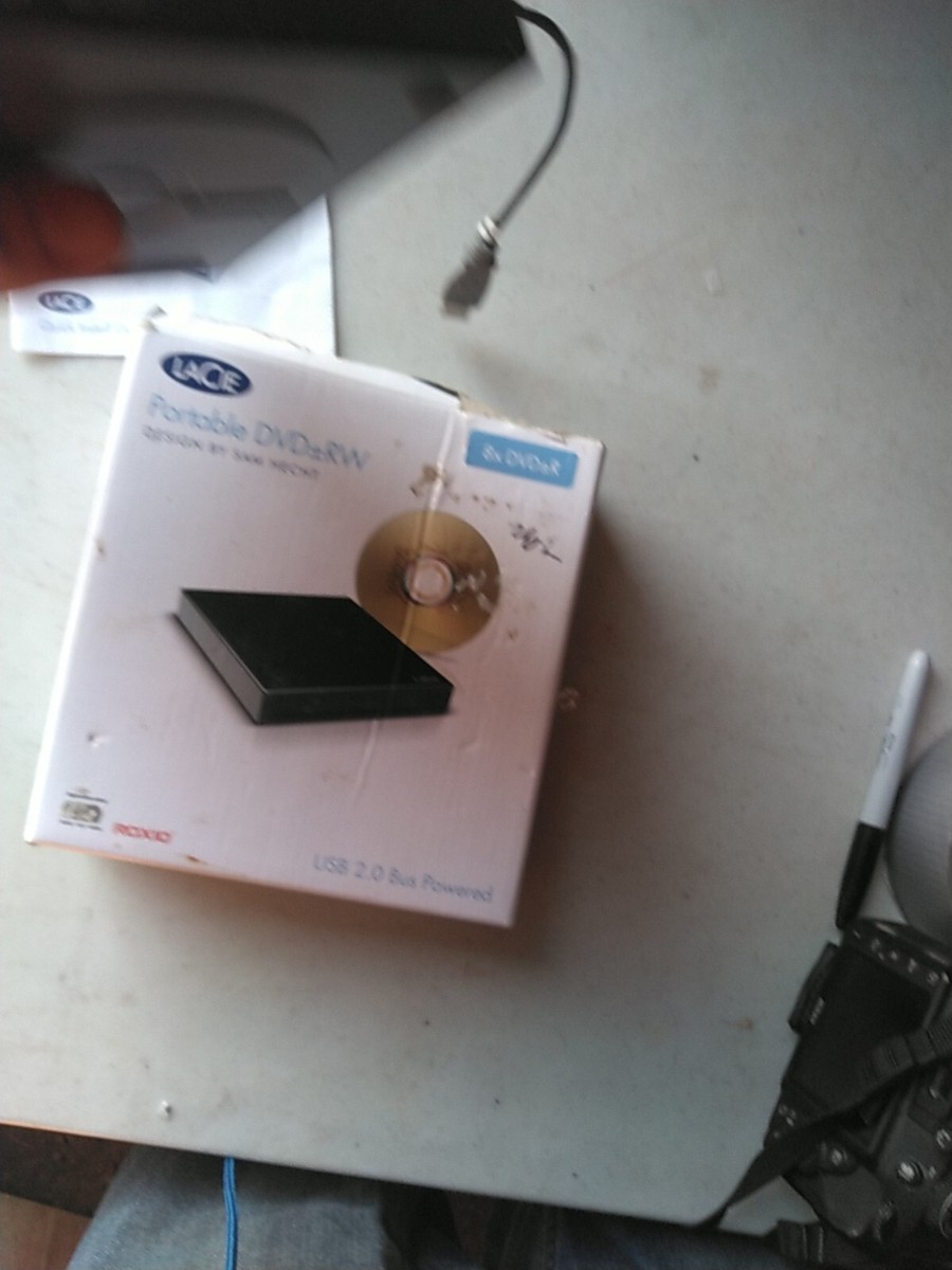 Lacie USB 2.0 8x Portable DVD+-RW Drive Design MISSING DVD