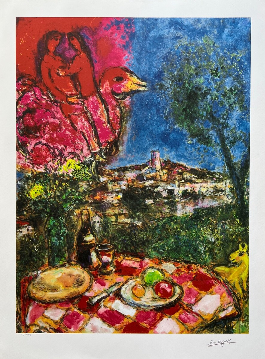 Marc Chagall LOVERS OVER CITY Facsimile Signed Limited Edition