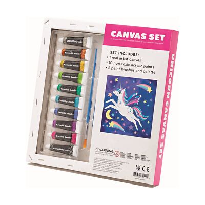 Crocodile Creek Einhorn-Leinwand-Malset für Kinder ab 6 Jahren   Acryl-Malset en