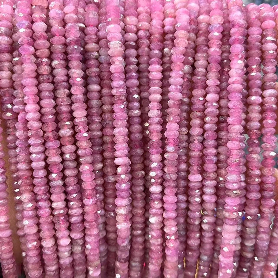 Cuentas espaciadoras de cuarzo rondelle planas de piedra natural facetada de 2x5 mm Foto 2 de 4