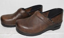 Dansko PRO Professional Brown Leather Wedge Comfort Clogs Loafers Womens Sz 40