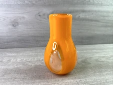 Hand-blown Orange and Clear Art Glass Vase w/ White Overlay 6"