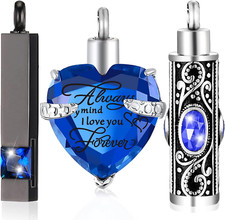 3 Pieces Cremation Urn Necklace for Ashes Keepsake Cremation Jewelry Vertical Ba