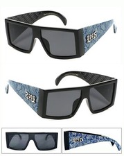 Locs Men Thick Arm Gangsta Motorcycle Biker Sports Sunglasses Blue Bandana LC104