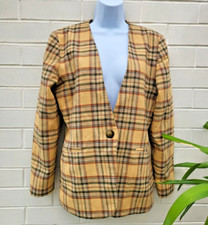 Size 10 Hamells Vintage Blazer Jacket Yellow Pale Brown Check