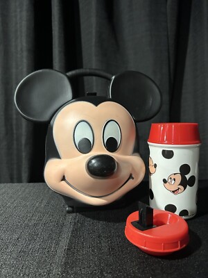 Vintage Aladdin Disney Mickey Mouse Head Lunch Box W/ Original