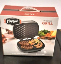 Parini Electric Grill - Non-Stick Surface - Silver Finish - 750 Waats -Drip Tray