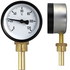  Kessel Ofen Speicher Radial Thermometer Rund Einschraub 1/2" Tauchhülse 120°C