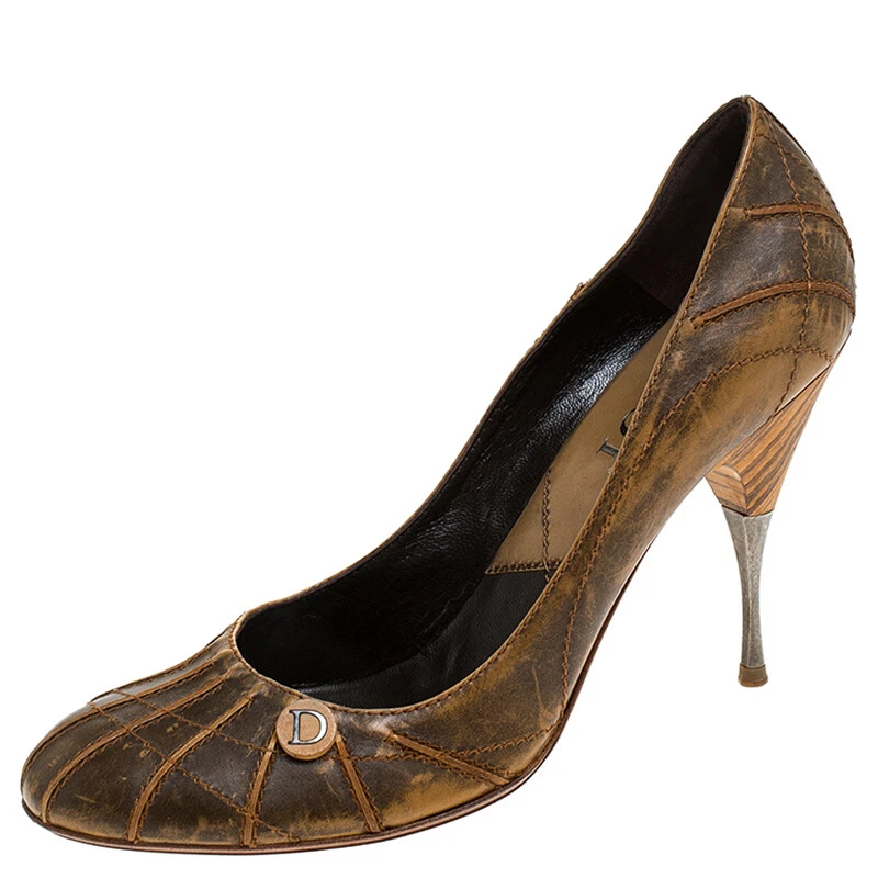 Escarpins en cuir texturé marron Dior taille 41