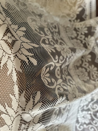 VINTAGE FRENCH CREAM BEIGE COVERLET LACE EMBROIDERED ELEGANT QUALITY BEDSPREAD - Picture 19 of 24