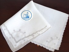 VINTAGE HANKY 1940s WHITE EMBROIDERED PUNCH WORK NEW MADE SWITZERLAND LOVELY