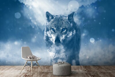 3D Woods Night Wolf C48 Animal Wallpaper Mural Self-adhesive Removable Zoe