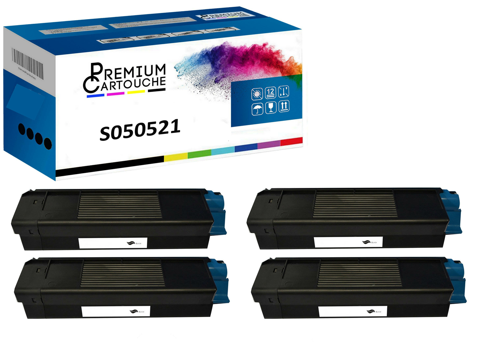 Cartouche toner C13S050521 noir compatible Epson pack de 4