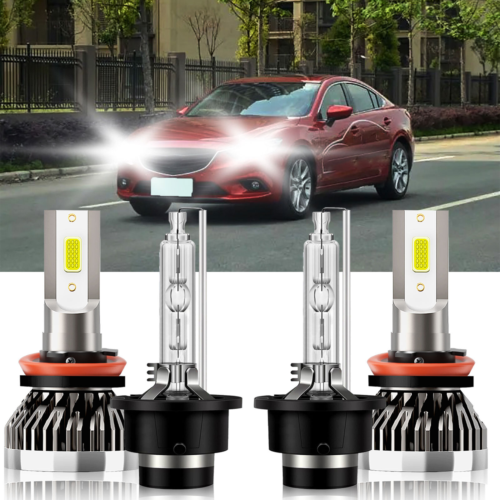 For Mazda 6 2009-2010 LED HID Headlight Car Bulbs H11 D2S Super Bright 6000K