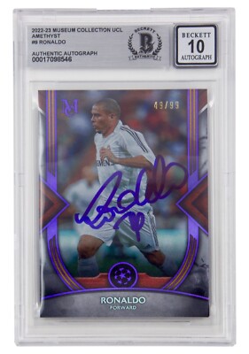 Ronaldo Nazario Signed 2022-23 Topps Museum UCL Amethyst /99 – BGS